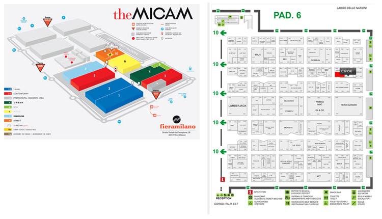 Mapa con todas las áreas y pabllones de la feria the Micam